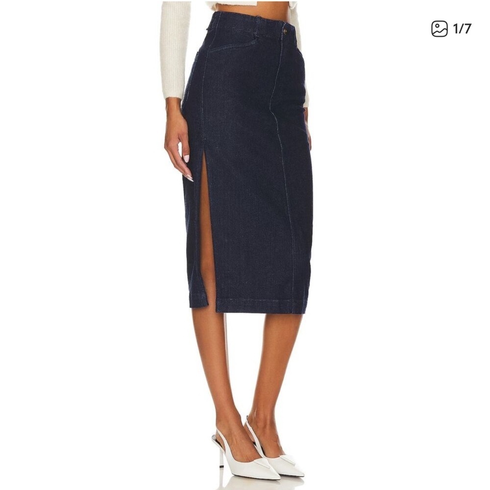 Favorite Daughter Mischa Flores Navy Denim Skirt